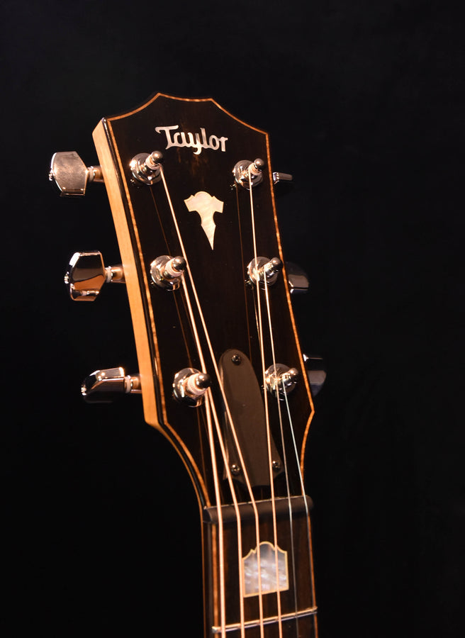 Taylor headstock with Taylor logo and chrome tuning machines