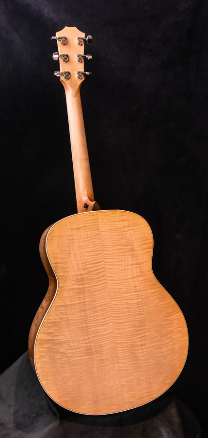 Antique Blonde guitar back with natural wood grain and white binding