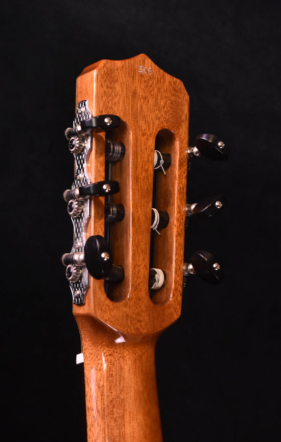 Fusion 12 headstock with tuning pegs and nut, wood grain finish