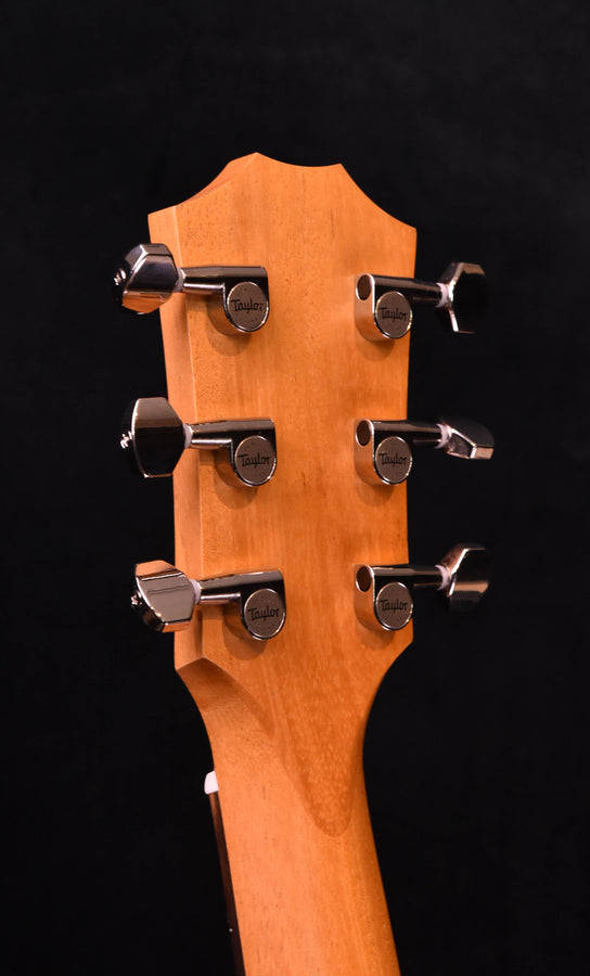 Mini-E guitar headstock with six tuning machines, rear view
