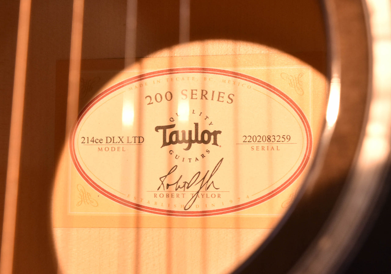 Serienaufkleber Taylor 214ce DLX LTD, S/N 2202083259