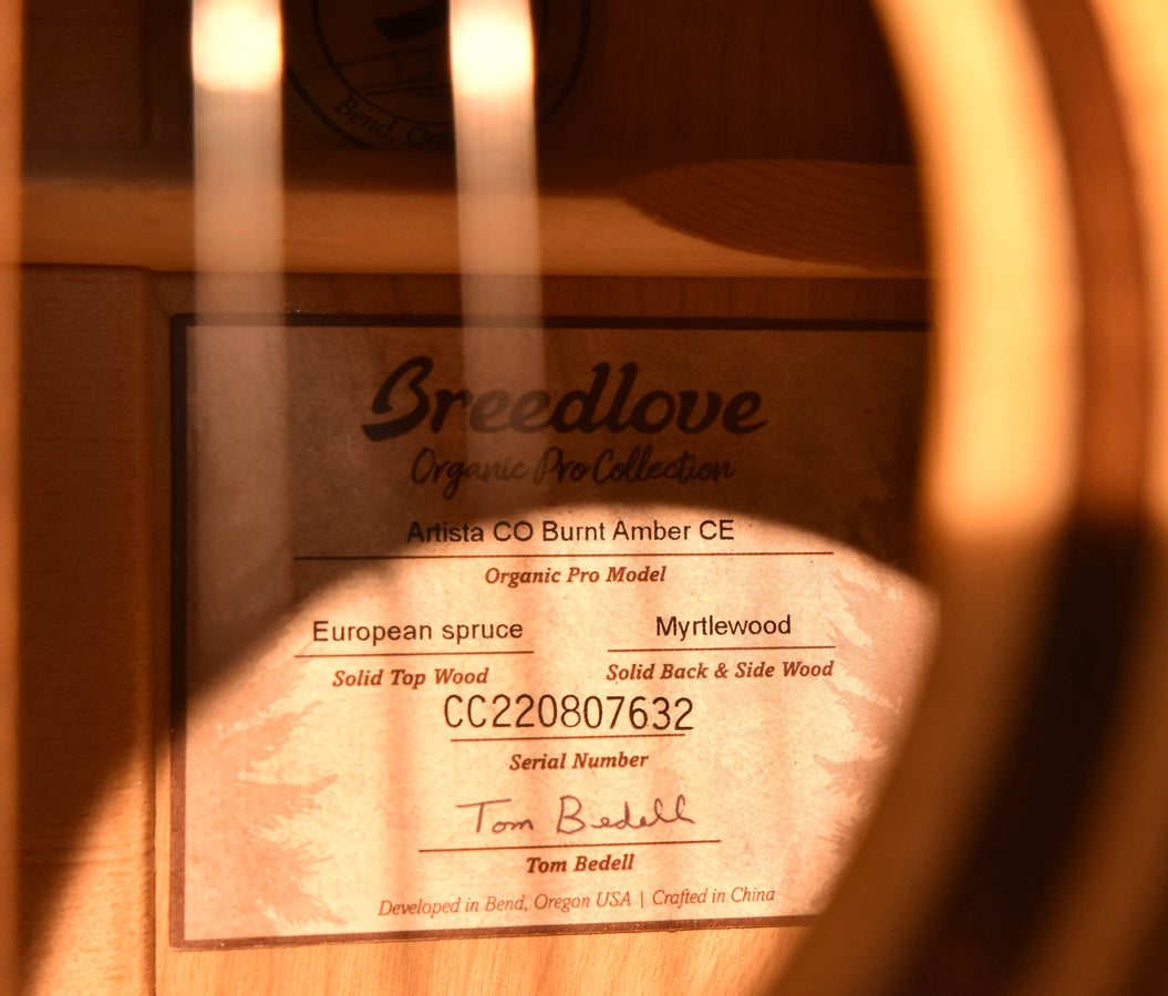 Breedlove Artista Pro Concerto Burnt Amber CE European Spruce/ Myrtlewood Acoustic Elec Guitar
