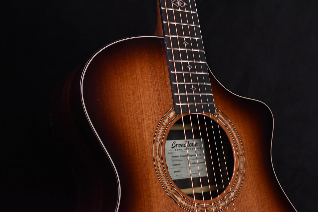 Breedlove Premier Concert Edgeburst CE Redwood/EI Rosewood Cutaway Acoustic Electric Guitar