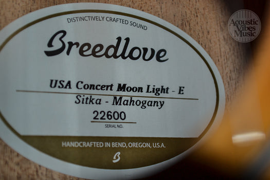 breedlove usa concert moon light e sitka and mahogany